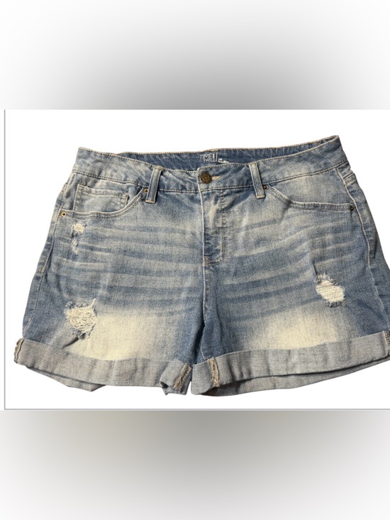 Time and Tru Pants - Time and Tru Faded Light Blue Distressed Mid Rise Jean Shorts. Size 14